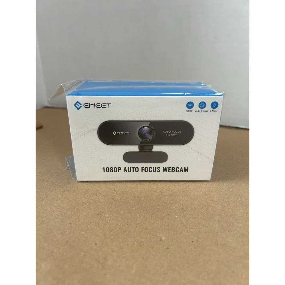 EMEET Nova 1080P Auto Focus Webcam HD USB Camera Dual Mic Factory Sealed New